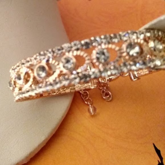 NAPIER Glam Rose Gold Clear Crystal/Textured Detail Flex Cuff Bracelet**NEW! - Picture 5 of 6